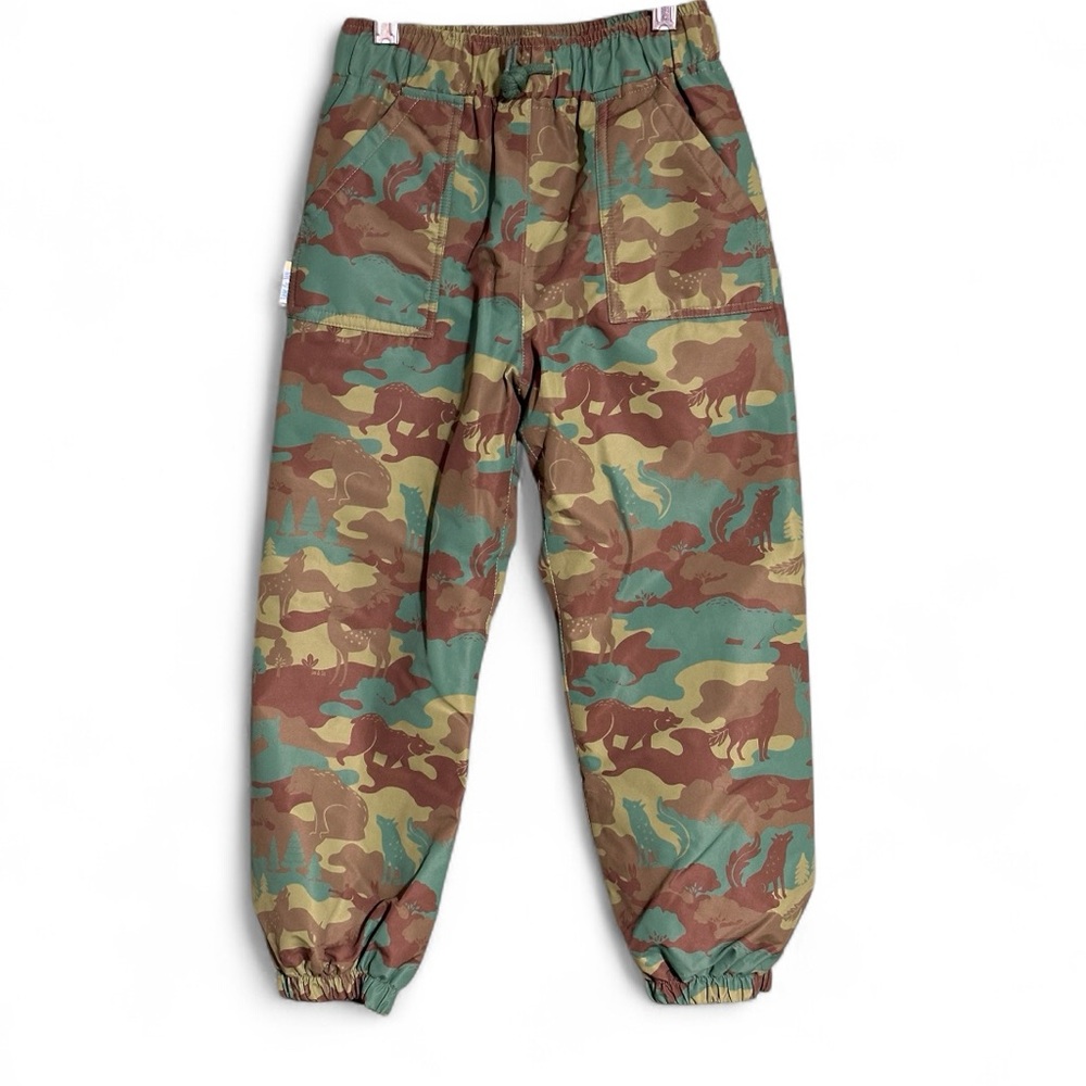 Jan & Jul Camo Rain Cold With Pants Size 5T Fleece Lined Woodland Animals Pocket